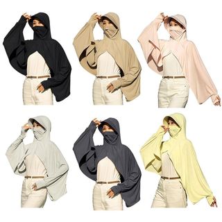 Khăn choàng chống nắng SMILE, Áo Hoodie chống nắng dài tay bằng lụa băng, Thời trang khô nhanh Quần áo che nắng đi xe đạp chống tia cực tím thoáng khí dành cho nữ
