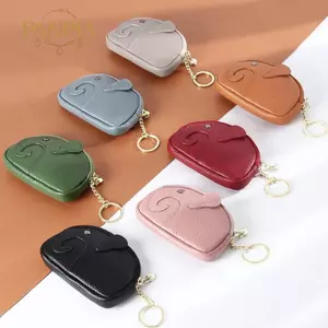 PNPIA- Da PU Hoạt Hình Đầu Voi Ví Đổi Ví Đựng Thẻ Túi Tiền Nữ Ví Đựng Tiền Xu Móc Khóa Dây Kéo Túi Bảo Quản
