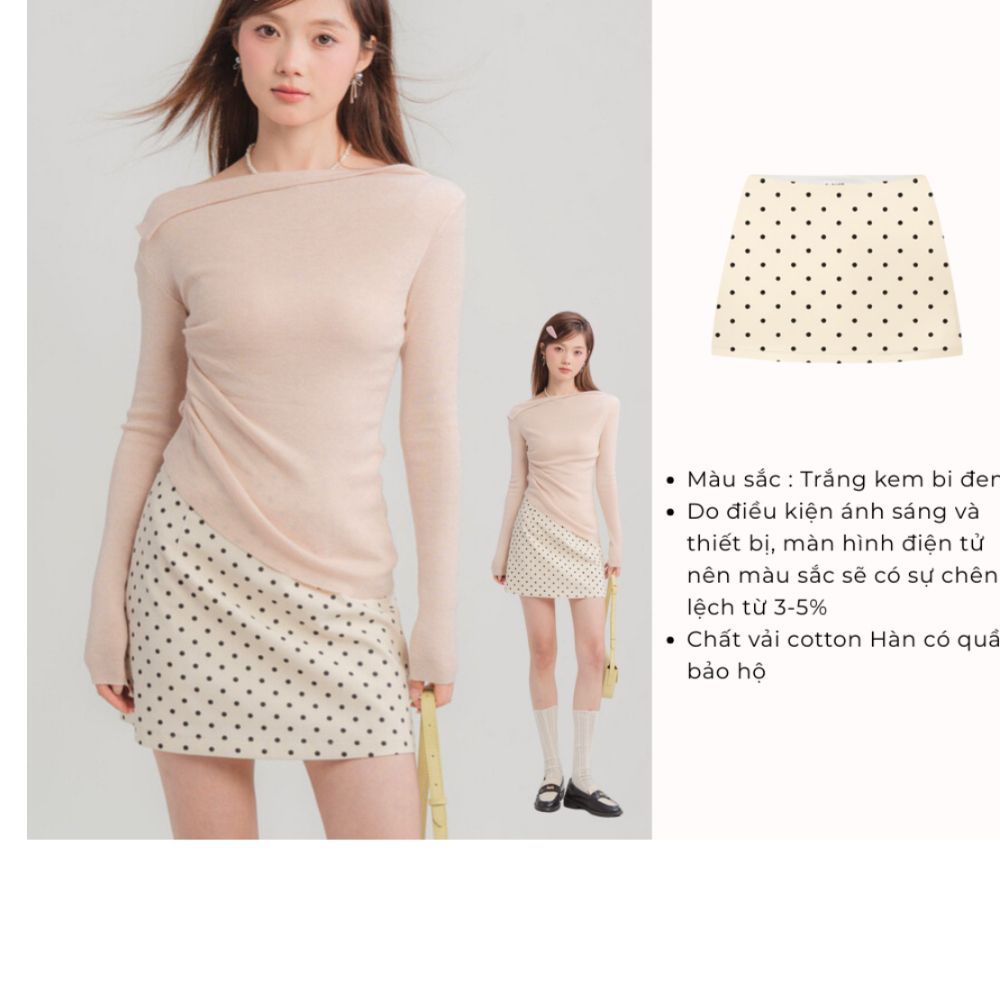 [DEAL MỞ BÁN] - Dottie Skirt - Chân Váy Chấm Bi / Trơn Chữ A Nữ - Kèm Quần Bảo Hộ - SamHi Closet