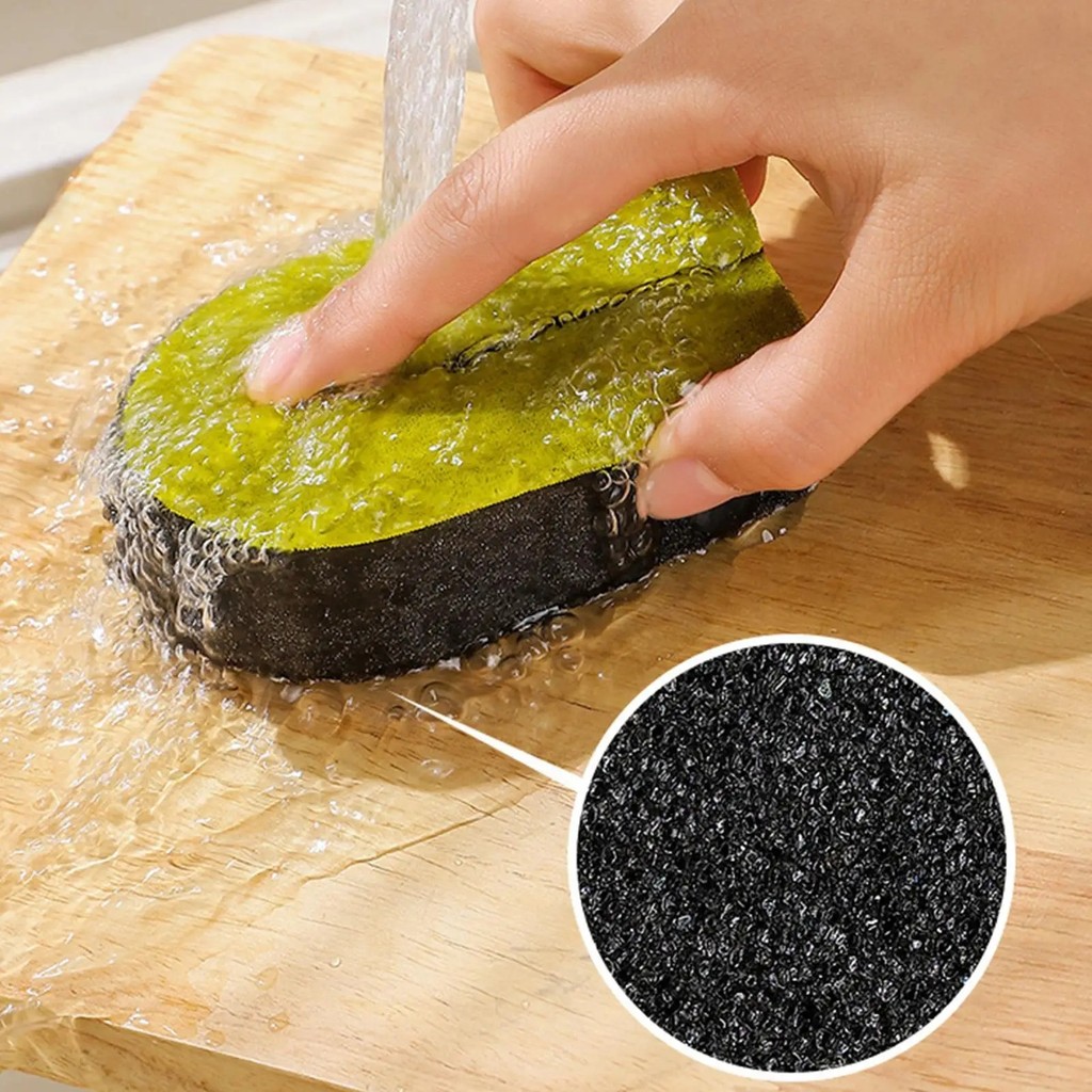 Bọt biển làm sạch hai mặt hình chữ U đa năng cho chậu rửa bát nhà bếp
