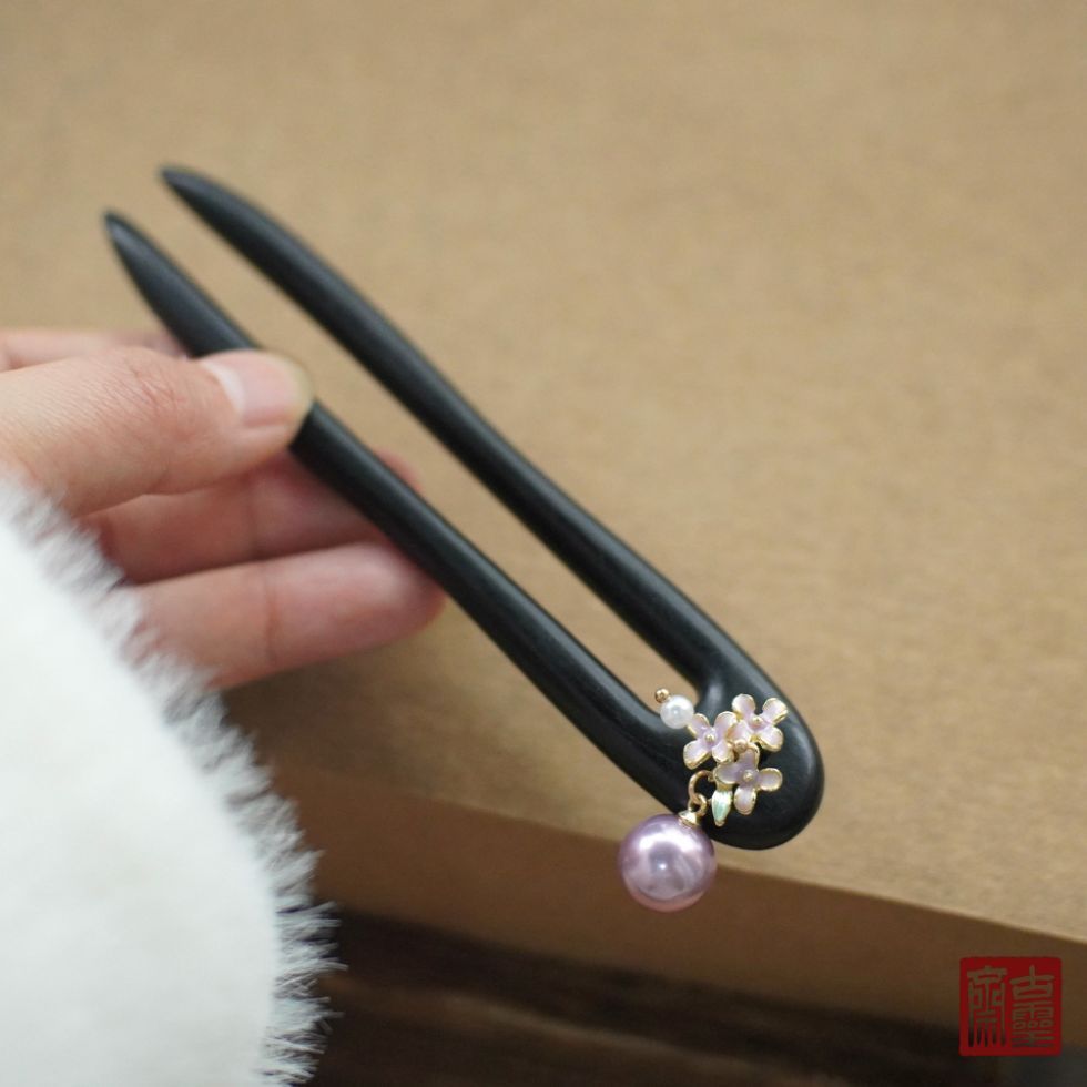 WHX-Hairpin 13cm {Purple Huai} Kẹp tóc bằng gỗ đàn hương tím Retro Trung Quốc Niche Thiết kế độc đáo Kẹp tóc