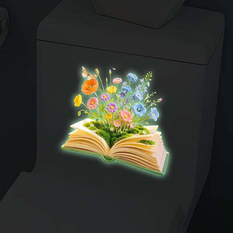 {BUDDI} Glow In The Dark Toilet Flower Stier Đề can dán tường có thể tháo rời bằng hoa dạ quang Trang trí phòng tắm Nhà DIY {buddingenergy}