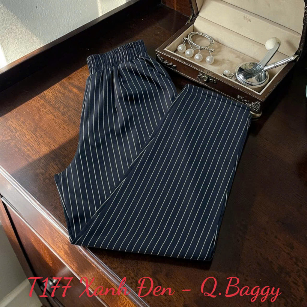 Quần Baggy Dành Cho Nữ chất Vải Linen mềm Sọc Chỉ - Vải Mềm Mã T177