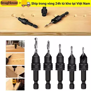 Bộ mũi khoan chìm SNUGHOUSE, Công cụ phần cứng hình nón với 5 mũi khoan có thể thay thế Mũi khoan thí điểm, Bộ dụng cụ mở lỗ thí điểm thực tế đa năng