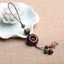 Dây chuyền điện thoại hoa sen khóa hòa bình bằng gỗ đàn hương màu đỏ - Charm may mắn chạm khắc bằng tay - Hạt hỗn hợp - Điện thoại / Chìa khóa kép