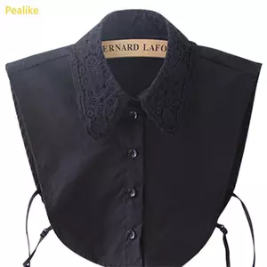 Áo sơ mi nữ ren màu nguyên chất với cổ áo choker có thể tháo rời