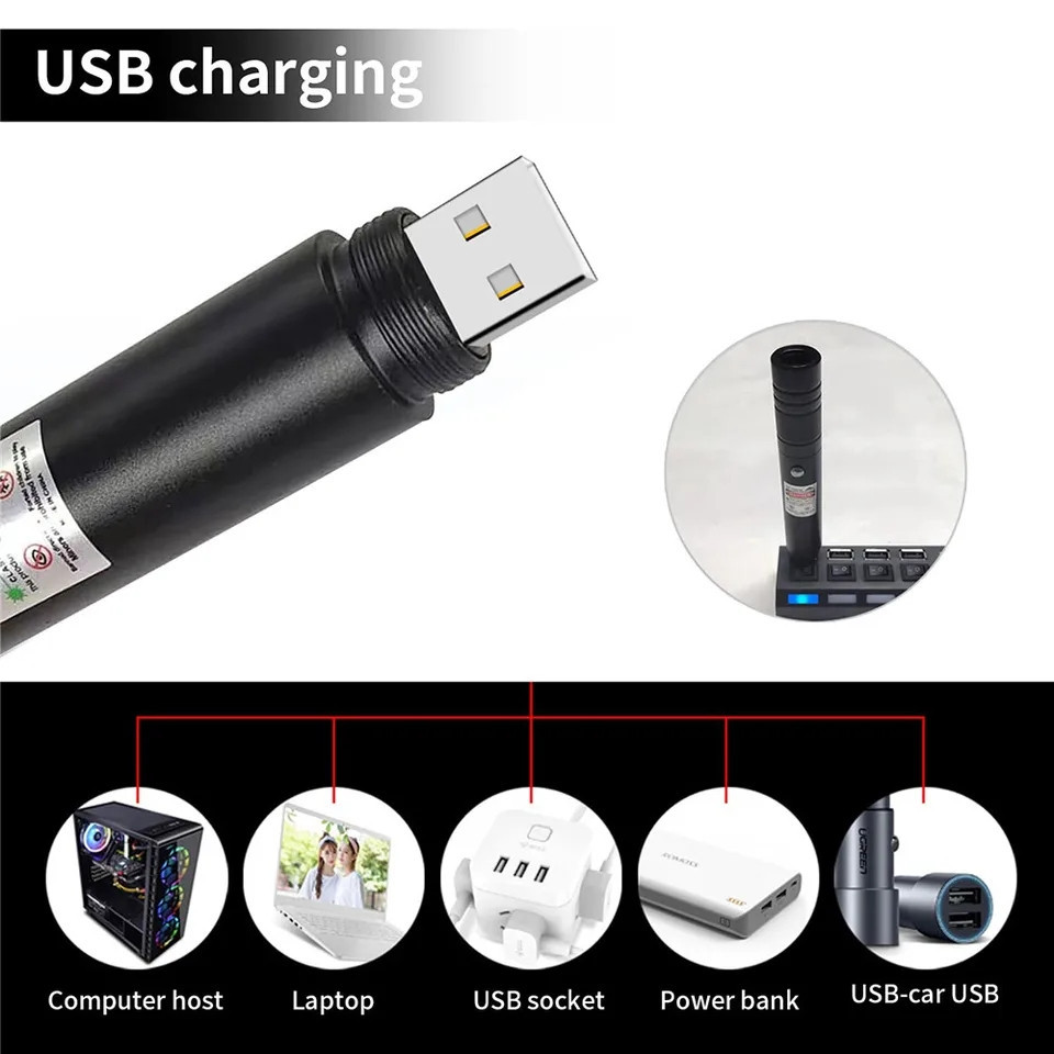 Đèn laze , Bút laser 710 có cổng sạc USB trực tiếp tia xanh 1000 mét laser