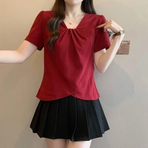Áo thun nữ ngắn tay mùa hè, thiết kế đơn giản, trendy