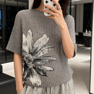 Miyake Phong Cách Xếp Ly In Hình Áo Thun Nữ Rời Độ Đàn Hồi Cao Bao Da Thịt Kích Thước Lớn Hàng Đầu Mùa Hè Thời Trang Xếp Ly Quần Áo Mỏng