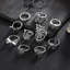 Bộ Nhẫn Gothic Nam 10 Chiếc - Vintage Mạ Bạc - Skull Spider Web Bat Motifs - Kết Cấu Có Thể Xếp Chồng Lên Nhau - Thích Ứng Toàn Cầu