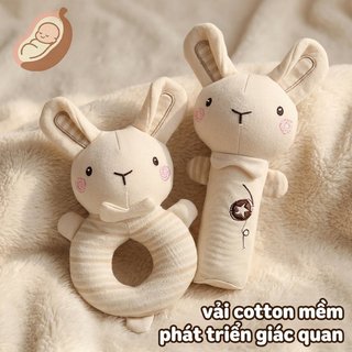 Bé Lục Lạc Sang Trọng Đồ Chơi Gbee Cotton Mềm Vải Tre Cảm Giác Lấy Lắc Trẻ Sơ Sinh Học Sớm