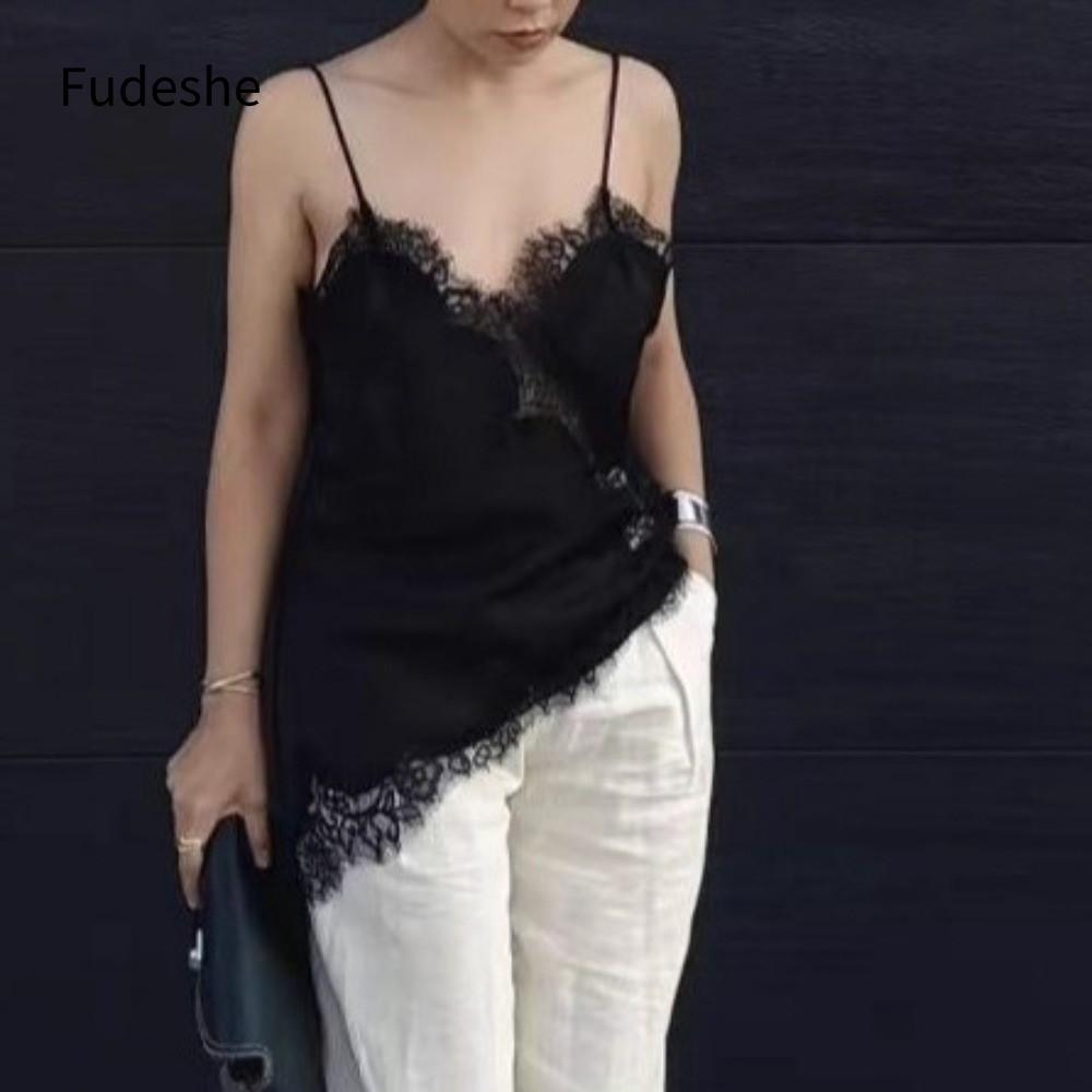 Áo dạ hội FUIDESHE ren bất đối xứng, thiết kế hở lưng và cổ chữ V