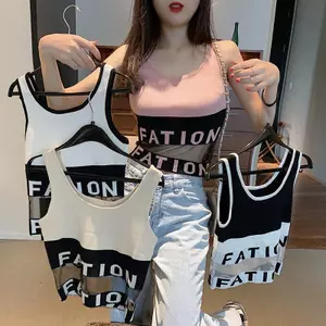 Mùa hè xu hướng Hàn Quốc camisole top thời thượng với họa tiết lưới cắt may