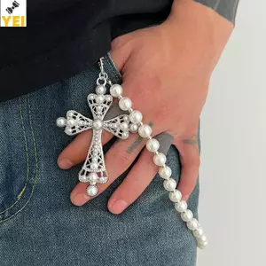 <YEI>Accessorize Phong Cách Punk: Mặt Dây Chuyền Giả Ngọc Trai, Quần jean Thắt Lưng và Ví Dây Xích Cho Nam