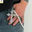 <YEI>Accessorize Phong Cách Punk: Mặt Dây Chuyền Giả Ngọc Trai, Quần jean Thắt Lưng và Ví Dây Xích Cho Nam