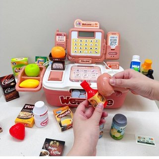 Đồ chơi máy tính tiền cho trẻ em 46 chiếc Giả vờ siêu thị Playset ABS Bộ đồ chơi nhập vai giáo dục