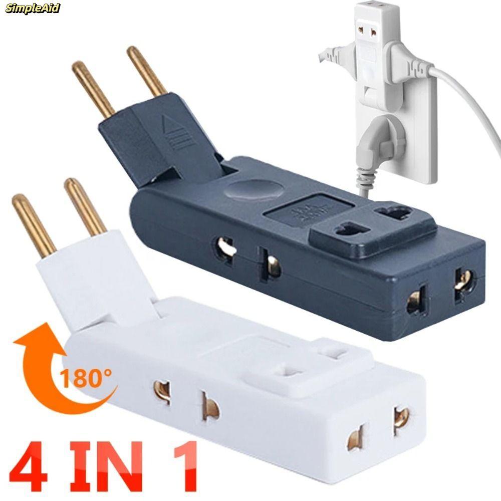 Bộ chuyển đổi phích cắm SIMPLEAID, ổ cắm điện EU xoay 180 độ, 4 trong 1