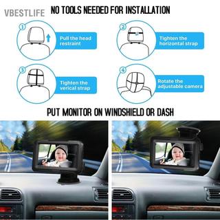 VBESTLIFE Gương Ô Tô Cho Bé Camera 1080P Với Màn Hình 4.3 IPS Tầm Nhìn Ban Đêm Có Thể Điều Chỉnh Góc Nhìn Rộng Cho Trẻ Sơ Sinh Trẻ Em Thú Cưng