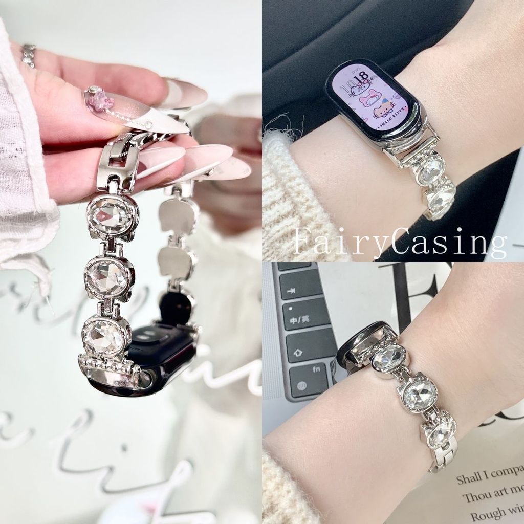 Dây đeo Zircon mèo lấp lánh cho Xiaomi Band 3 4 5 6 7 10 9 8 NFC 8 Pro 9Pro 10pro cho Redmi Watch 6 5 4 Vòng đeo tay