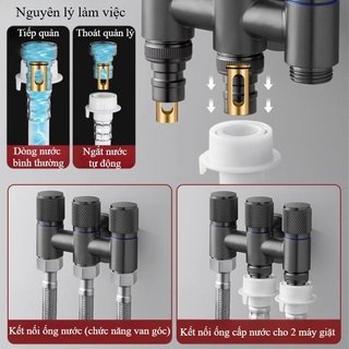 Van máy giặt ba chiều bằng thép không gỉ Vỏ đồng thau nhỏ gọn Phòng tắm giặt Ban công Tap