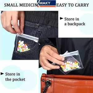 MAKY 1 / 5 / 10 Chiếc Túi Đựng Thuốc Túi Đựng Thuốc Có Dây Kéo Có Thể Tái Sử Dụng Trong Suốt Túi Đựng Thuốc Tự Niêm Phong Du Lịch Thuốc Tổ Chức Lưu Trữ VN