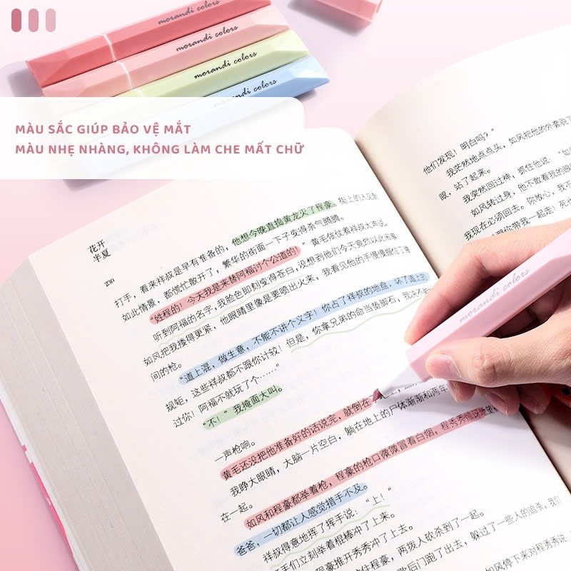 Bút highlight đánh dấu nhớ dòng pastel dạ quang nhiều màu tiện dụng học sinh văn phòng nhanh khô