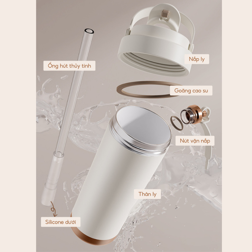 Ly giữ nhiệt Elegant Silver 500ml/750ml, inox 304 lõi tráng sứ, chính hãng 84HYDRO/84C500C/84C650C