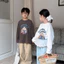 Bé Trai Bé Gái Phiên Bản Hàn Quốc Chữ Hoạt Hình In Hình Lớp Đế Trẻ Em Cổ Tròn Rời Đầu