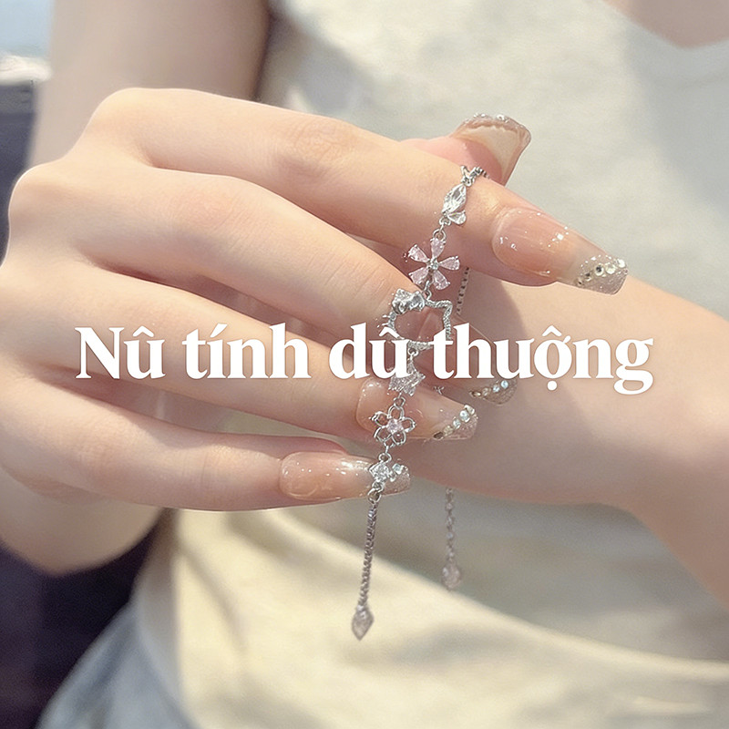 Vòng Tay Hello Kitty đính đá Lấp Lánh, Trang Sức Nữ Hot Trend Phong Cách Ngọt Ngào