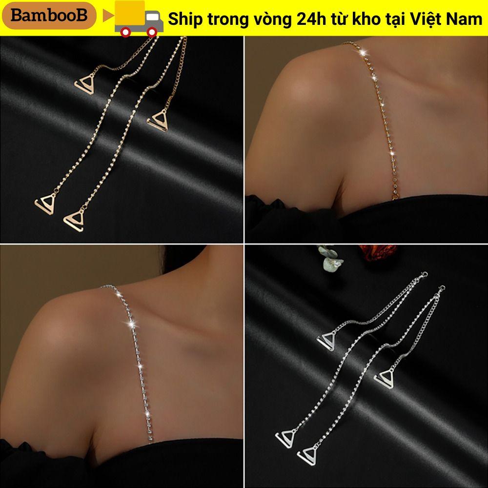 Dây đeo áo ngực kim cương giả BAMBOOB, Dây đeo vai có thể điều chỉnh chống trượt, Trang trí thanh lịch có thể tháo rời Dây đeo áo ngực vai gợi cảm thay thế váy dạ hội