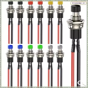 Nút tròn 2 chân BẬT / Tắt Mini 7mm Công tắc nút nhấn tạm thời 12 chiếc Đa điện áp 3V-230V / 1A cho đường sắt