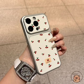 Dành Cho Realme Note 80 70 70T 60 60X 50 N65 N63 N61 N55 N53 Q5 Q5i Q3 Q3i Q2 5G 4G Vỏ Điện Thoại Màu Trắng Lớn Cửa Sổ Da PU Dễ Thương Nhãn Anh Đào Bạc Vỏ Mềm