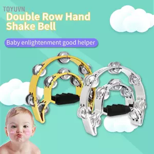 toyuvn Trống Bộ gõ Âm nhạc Chuông Tambourine cầm tay cho sân khấu bữa tiệc KTV Tiện dụng cho người lớn Trẻ em Chuông tay đôi hàng với kim loại leng keng