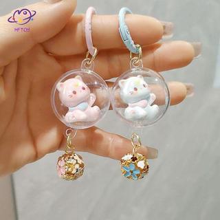 HFTOY 1 Mảnh Hộ Gia Đình Học Sinh Schoolbag Mặt Dây Chuyền Nhỏ Hình Chuông Ba Chiều Dễ Thương Mèo Chuông Gió Móc Khóa Phụ Kiện Túi Bé Gái ~