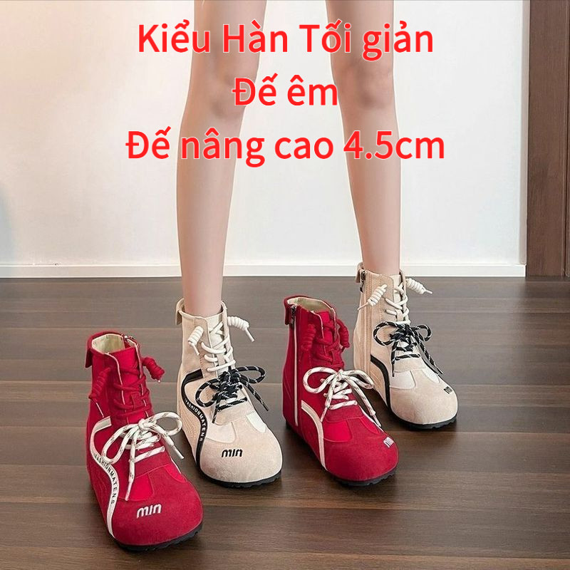 ✨Spot】Giày bốt Martin nữ tăng chiều cao trong vòng 4.5cm/Cao Cấp Giày Bốt Ngắn Thời Trang Ngoài Trời