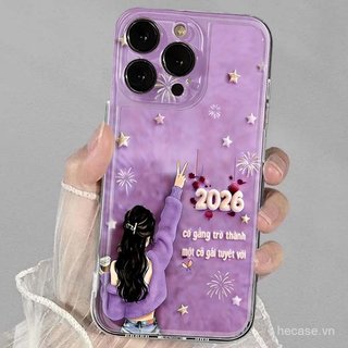 Ốp Điện Thoại Màu Tím Hoạt Hình Cô Gái Họa Tiết Sơn Thích Hợp Cho iPhone 11promax 12promax 11 12 13 14 Pro max 15promax 15 16 17 pro max xr xs 12pro 13pro Ốp Mềm Chống Sốc