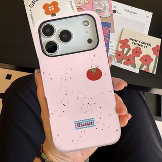 Ốp bảo vệ họa tiết cà chua chấm bi màu hồng cho iPhone 11 12promax 13pro15pro 15promax 14 14promax 14pro 16 pro max 16 plus 17 17promax