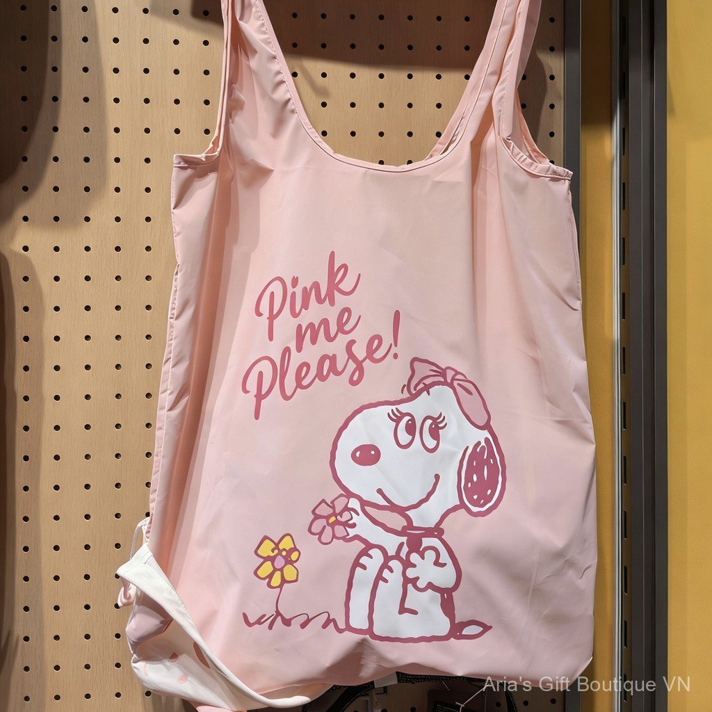 [Aria G-1] Túi Tote Snoopy Màu Hồng Nữ Dung Tích Lớn Hoạt Hình Dễ Thương Một Vai Sinh Viên Di Động ins Phong Cách Di Động