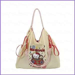 SQ11 Sanrio Hello Kitty Túi Tote Nữ Thời Trang Dung Tích Lớn Thêu Đeo Vai Túi Đeo Ngang