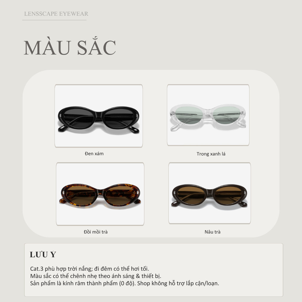 LENSSCAPE-Kính Mát Phân Cực UV400 Dáng Oval Cổ Điển Gọng TR90 Dùng Ban Ngày