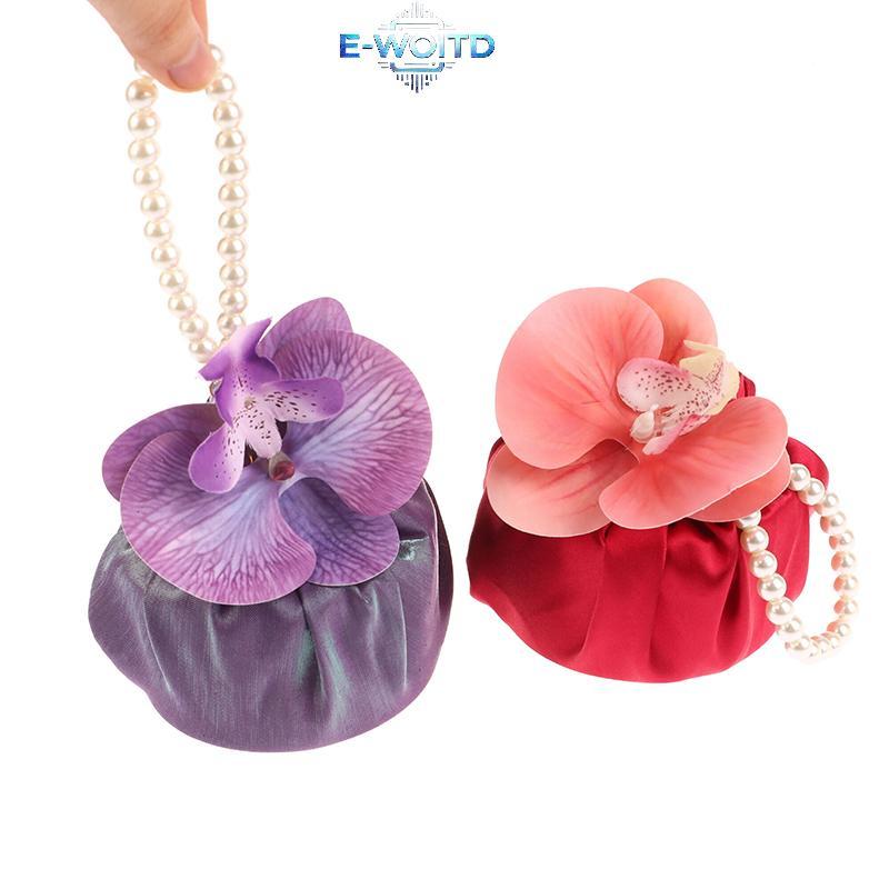 E-WOITD Vải Nút Hoa Túi Satin Lụa Phong Lan Túi Xách Jewerly Paaging Box Cưới Túi Kẹo E-WOITD