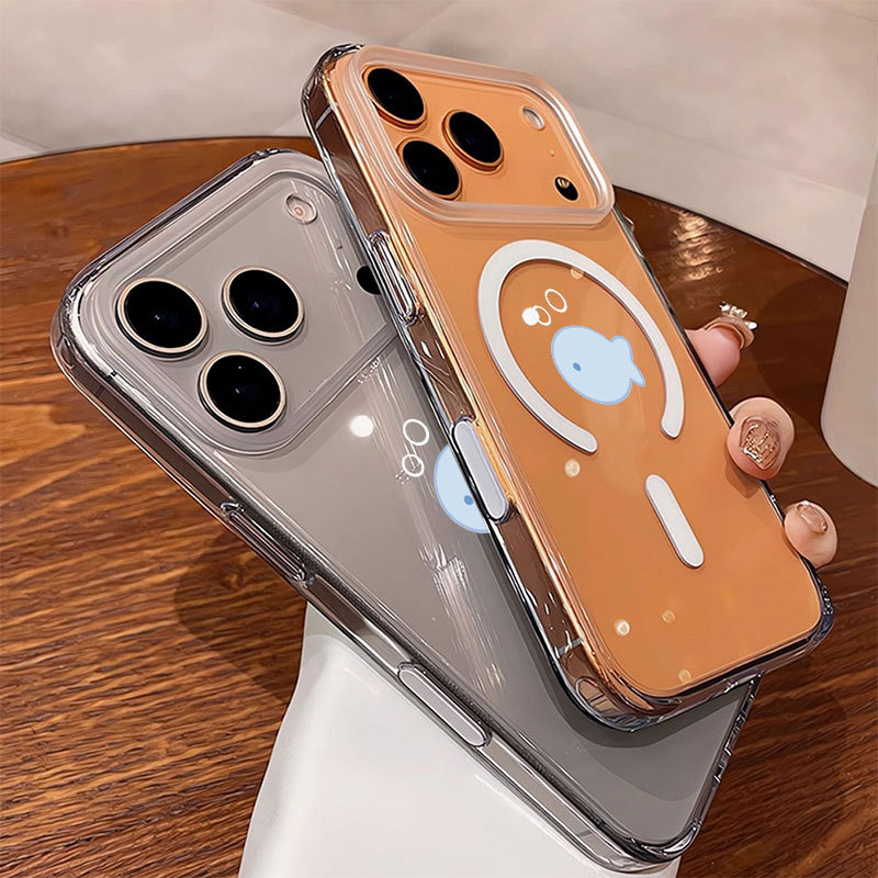 Ốp lưng iPhone họa tiết cá trong suốt hỗ trợ sạc không dây từ tính - iP7/8/X/XS/XR/11/12/13/14/15/16/17/Plus/Air/Pro/Max