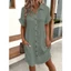 Vintage Nữ Chắc Chắn Mini Đầm Thời Trang Mùa Hè Cổ Chữ V Ba Quater Tay Cotton Vải Lanh Đầm Nữ Ngày Lễ Vestidos