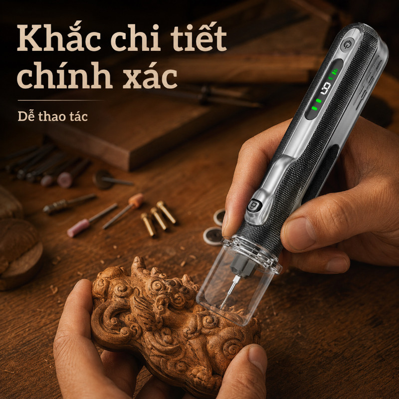 Máy Mài Điện Cầm Tay Đa Năng Đức - Dùng Để Mài, Khoan, Khắc, Đánh Bóng, Công Cụ DIY Hoàn Hảo Cho Chạm Khắc Gỗ