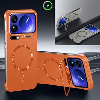Ốp Lưng Từ Tính Không Khung Cho Xiaomi 17 Pro Max 15 14 Pro Vỏ Sạc Không Dây Có Chân Đế Ống Kính
