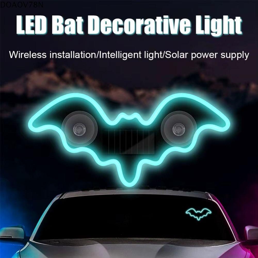 DOAOV78N Cửa sổ ô tô Đèn Neon, Cảm biến ánh sáng / rung màu RGB Đèn LED năng lượng mặt trời ô tô, Giá đỡ cốc hút Chuyển màu động Lắp đặt dễ dàng Đèn trang trí nội thất ô tô