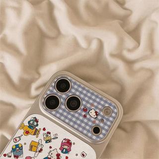 Hoạt Hình Dễ Thương Kẻ Sọc Xanh Nơ Hellokitty Mạ Điện Da Trắng Ốp Lưng Điện Thoại iPhone 17Promax 12 13 14 15 16 Pro Max 11 15Plus Vỏ Điện Thoại Di Động Nữ Chống Sốc