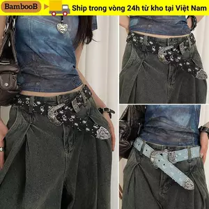 Thắt lưng BAMBOOB Punk, Thắt lưng quần jean Y2K bằng da PU, Thắt lưng cá nhân
