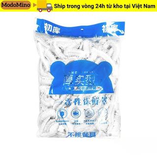 MODOMINO 100 chiếc bọc nhựa, Vỏ bọc thực phẩm dùng một lần bằng miệng đàn hồi giữ tươi, Vỏ bọc bằng nhựa trắng Túi đựng rau quả