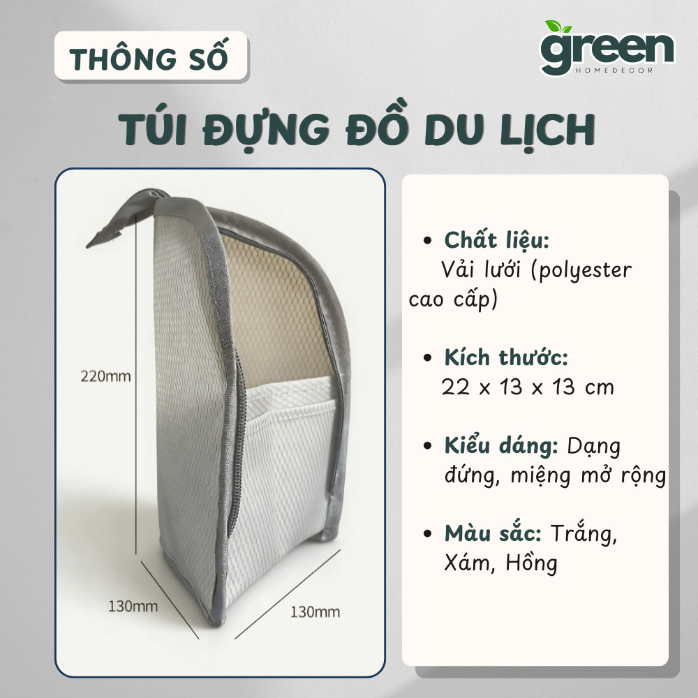 Túi Đựng Cọ Trang Điểm Dạng Đứng, Túi Đựng Mỹ Phẩm Lưới Trong Suốt Có Khóa Kéo Gọn Nhẹ Mang Đi Du Lịch